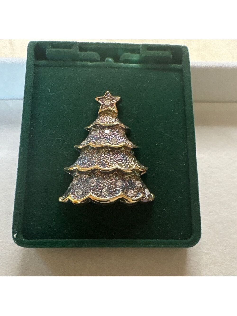 Christmas Tree Brooch One Size Gold Silver